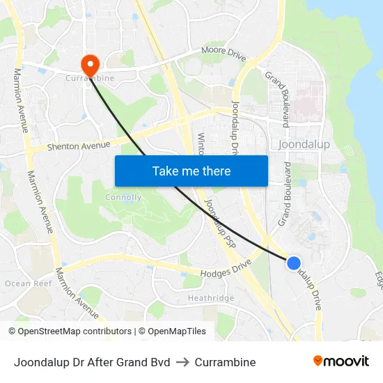 Joondalup Dr After Grand Bvd to Currambine map