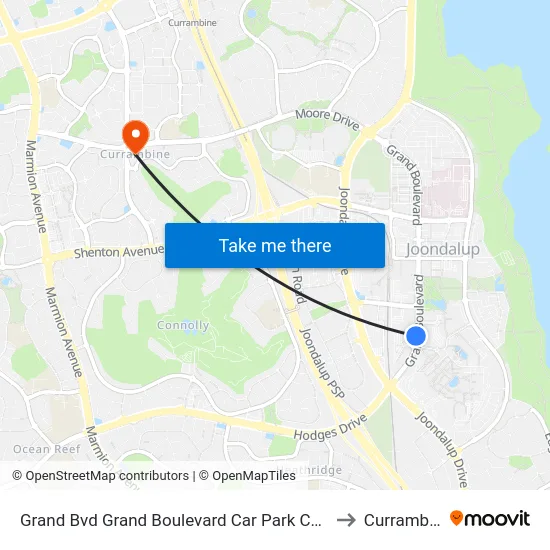 Grand Bvd Grand Boulevard Car Park Cat Id 27 to Currambine map