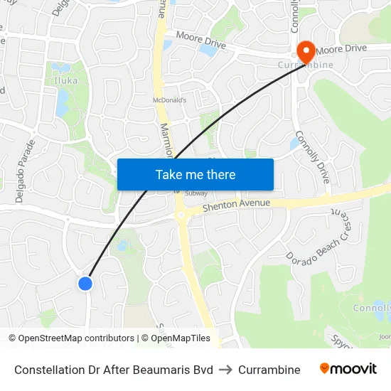 Constellation Dr After Beaumaris Bvd to Currambine map