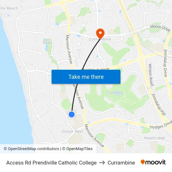 Access Rd Prendiville Catholic College to Currambine map
