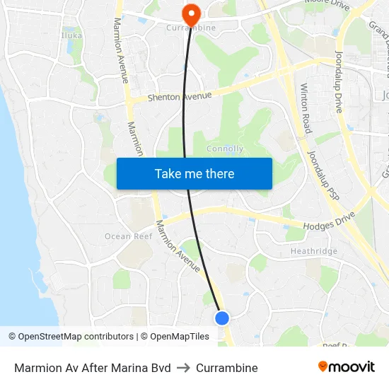 Marmion Av After Marina Bvd to Currambine map