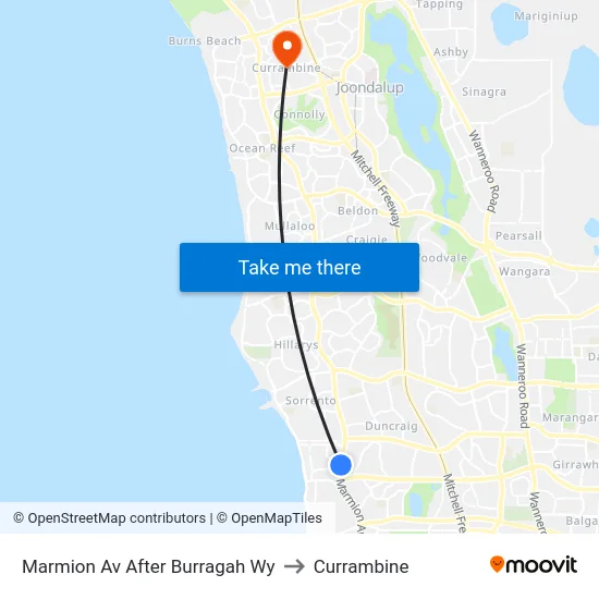 Marmion Av After Burragah Wy to Currambine map