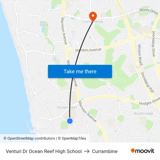 Venturi Dr Ocean Reef High School to Currambine map