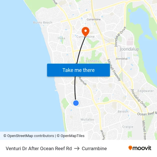 Venturi Dr After Ocean Reef Rd to Currambine map
