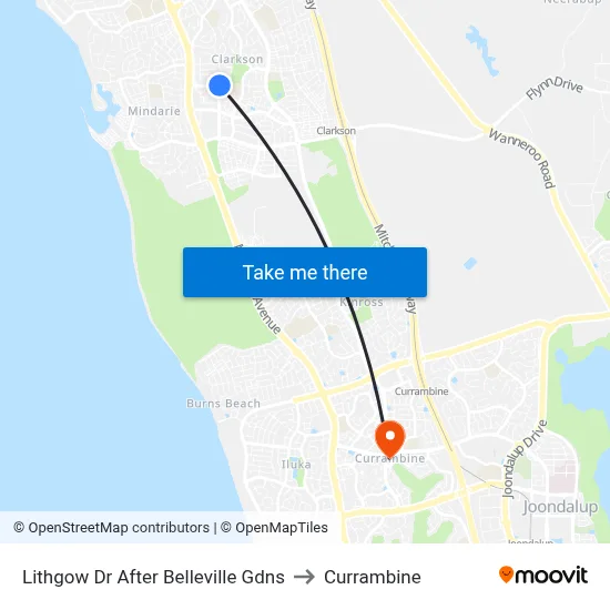Lithgow Dr After Belleville Gdns to Currambine map