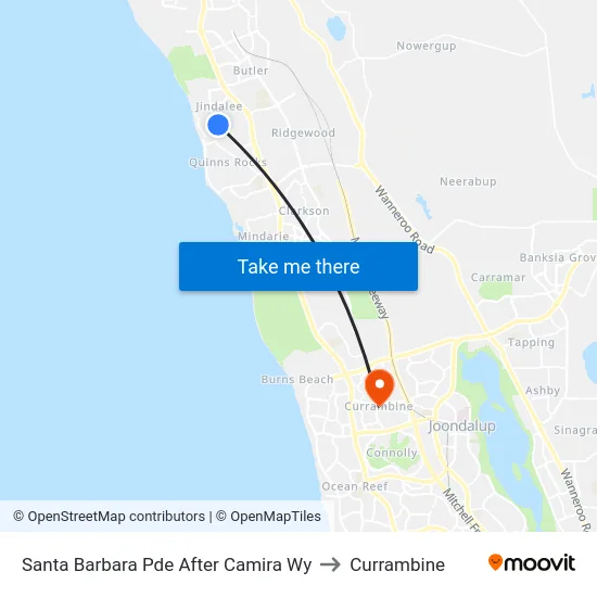 Santa Barbara Pde After Camira Wy to Currambine map