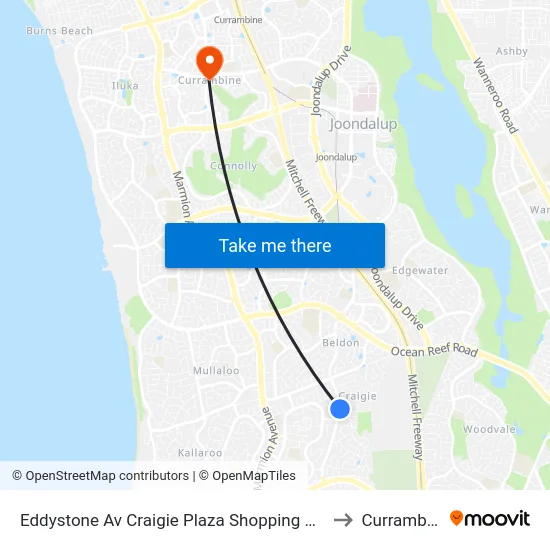 Eddystone Av Craigie Plaza Shopping Centre to Currambine map