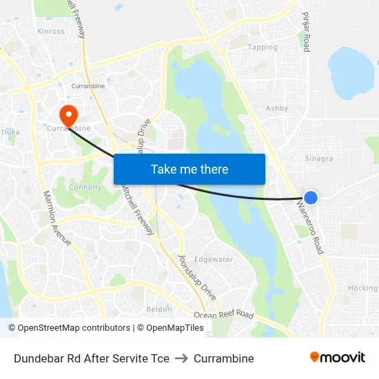 Dundebar Rd After Servite Tce to Currambine map