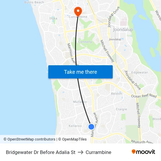 Bridgewater Dr Before Adalia St to Currambine map