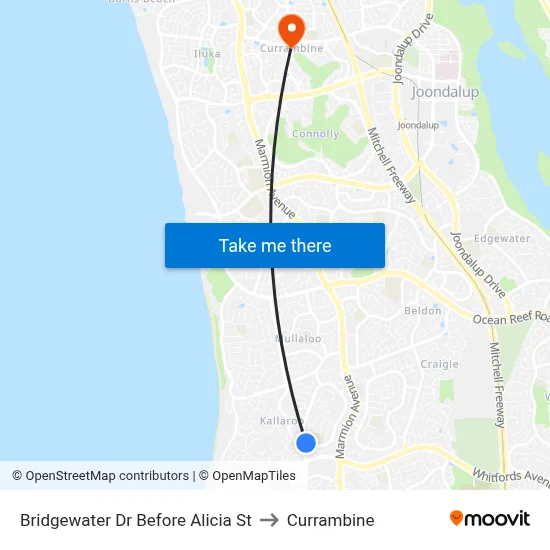 Bridgewater Dr Before Alicia St to Currambine map