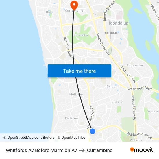 Whitfords Av Before Marmion Av to Currambine map
