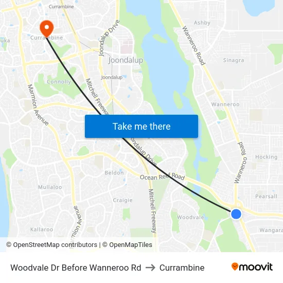 Woodvale Dr Before Wanneroo Rd to Currambine map