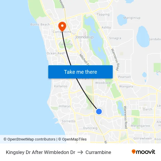Kingsley Dr After Wimbledon Dr to Currambine map