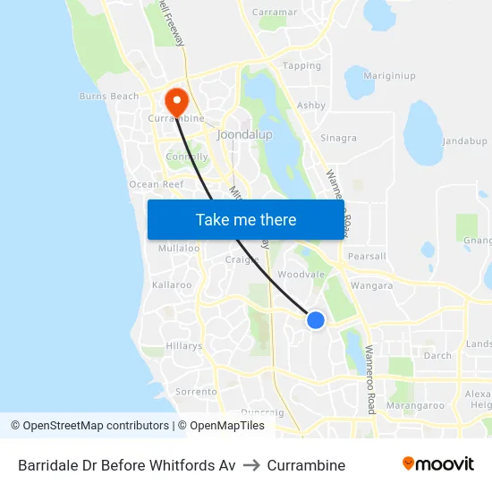 Barridale Dr Before Whitfords Av to Currambine map