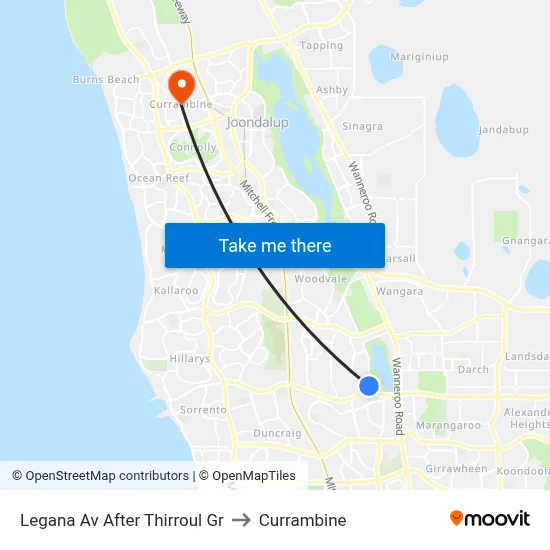 Legana Av After Thirroul Gr to Currambine map