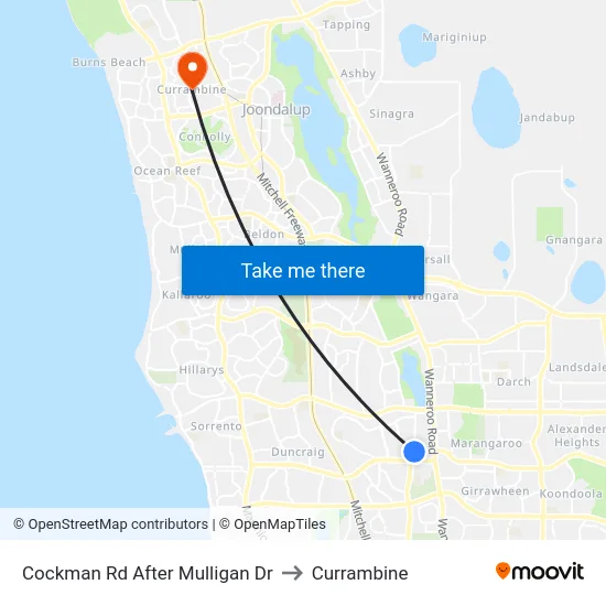 Cockman Rd After Mulligan Dr to Currambine map