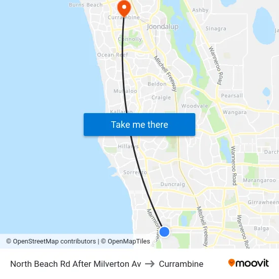 North Beach Rd After Milverton Av to Currambine map