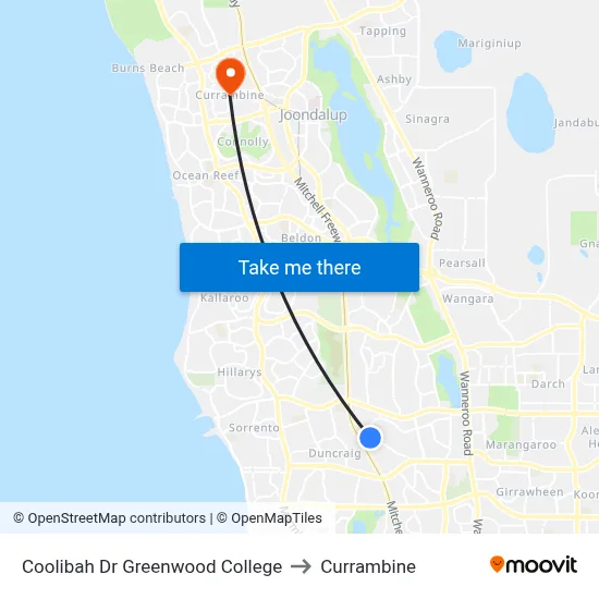 Coolibah Dr Greenwood College to Currambine map