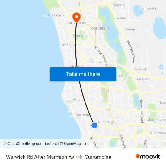 Warwick Rd After Marmion Av to Currambine map