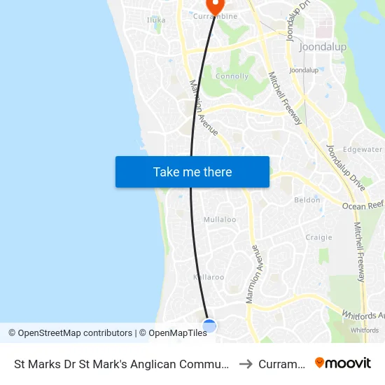 St Marks Dr St Mark's Anglican Community School to Currambine map