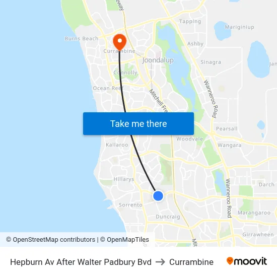 Hepburn Av After Walter Padbury Bvd to Currambine map