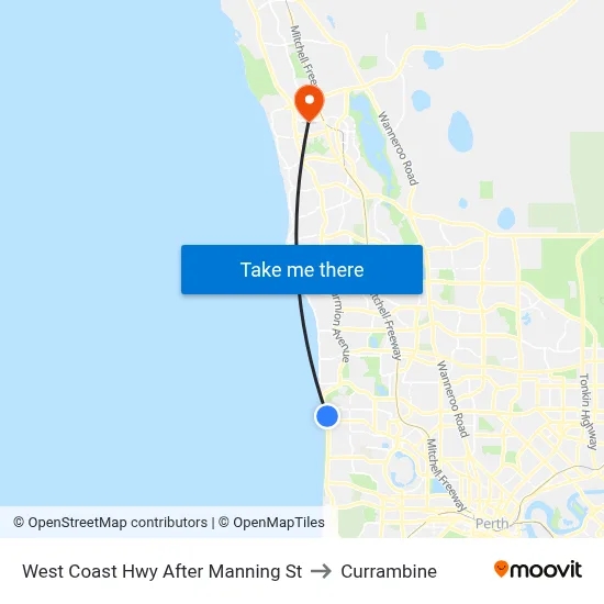 West Coast Hwy After Manning St to Currambine map