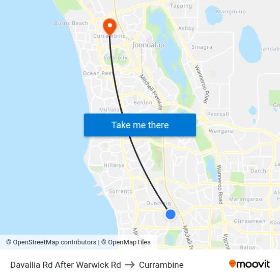 Davallia Rd After Warwick Rd to Currambine map