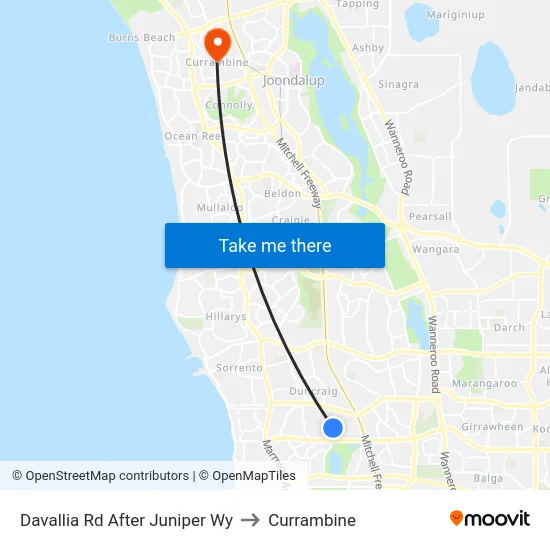 Davallia Rd After Juniper Wy to Currambine map