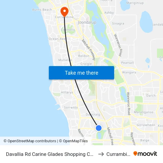 Davallia Rd Carine Glades Shopping Centre to Currambine map