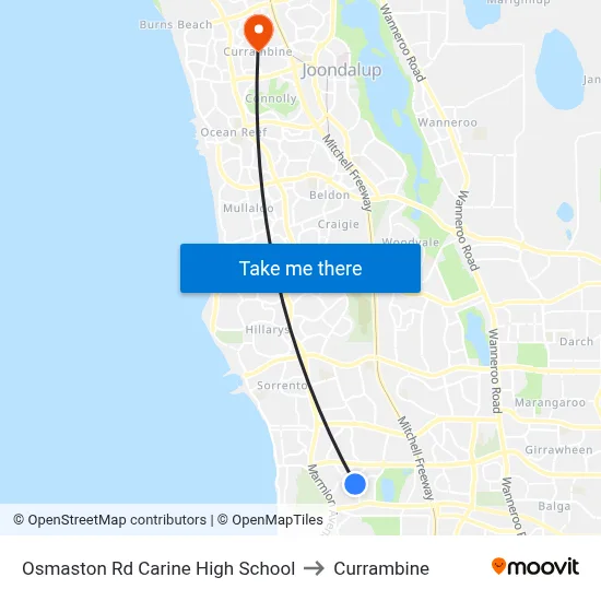 Osmaston Rd Carine High School to Currambine map
