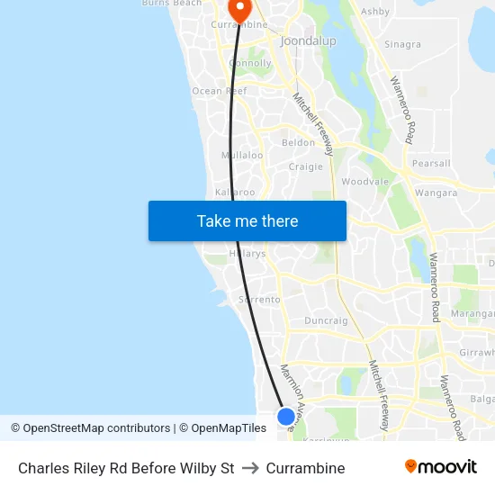 Charles Riley Rd Before Wilby St to Currambine map