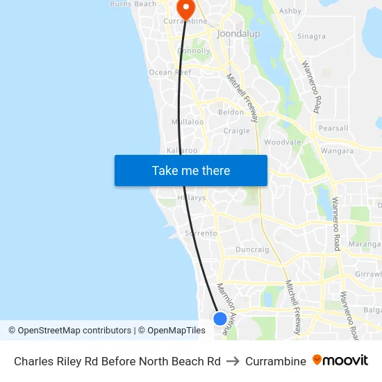 Charles Riley Rd Before North Beach Rd to Currambine map