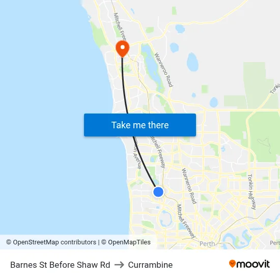 Barnes St Before Shaw Rd to Currambine map
