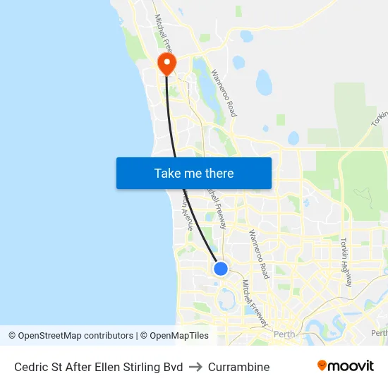 Cedric St After Ellen Stirling Bvd to Currambine map