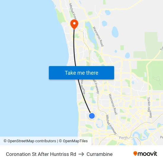 Coronation St After Huntriss Rd to Currambine map