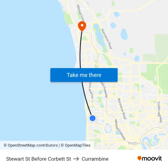 Stewart St Before Corbett St to Currambine map