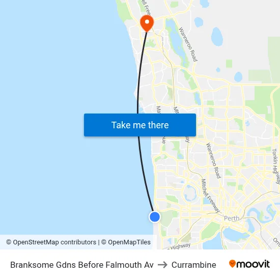 Branksome Gdns Before Falmouth Av to Currambine map