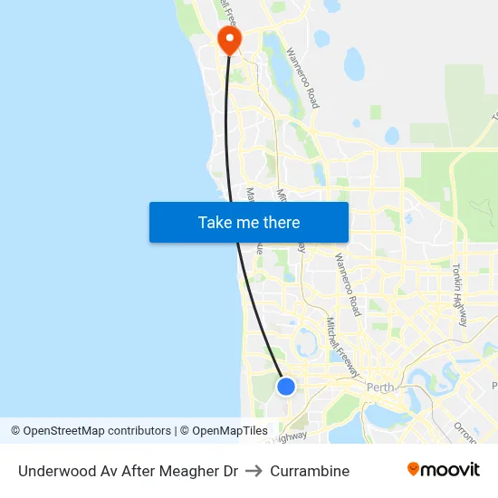 Underwood Av After Meagher Dr to Currambine map