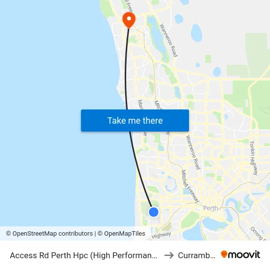 Access Rd Perth Hpc (High Performance Ctr) to Currambine map