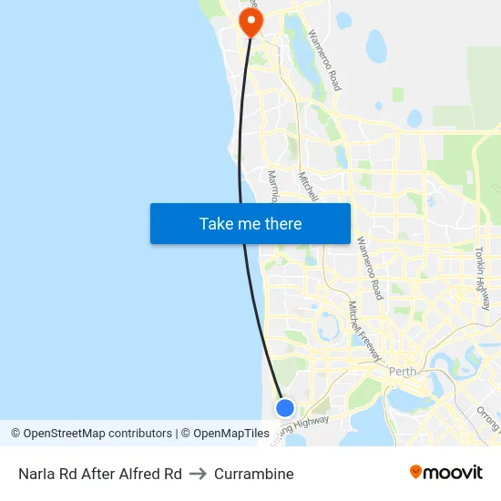 Narla Rd After Alfred Rd to Currambine map