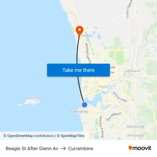 Beagle St After Glenn Av to Currambine map