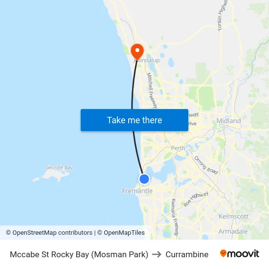 Mccabe St Rocky Bay (Mosman Park) to Currambine map