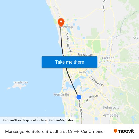 Marsengo Rd Before Broadhurst Cr to Currambine map