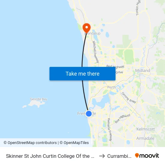 Skinner St John Curtin College Of the Arts to Currambine map