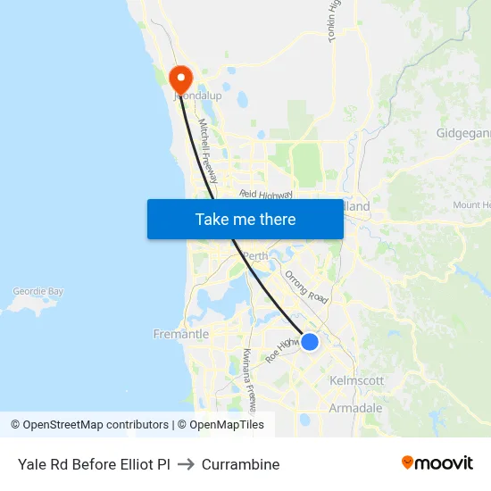 Yale Rd Before Elliot Pl to Currambine map