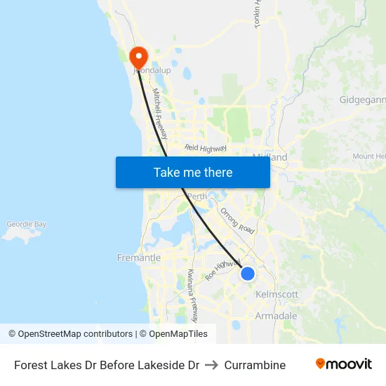 Forest Lakes Dr Before Lakeside Dr to Currambine map