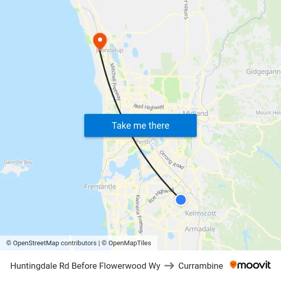 Huntingdale Rd Before Flowerwood Wy to Currambine map