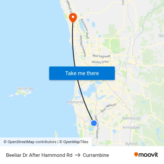Beeliar Dr After Hammond Rd to Currambine map