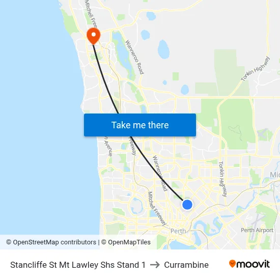 Stancliffe St Mt Lawley Shs Stand 1 to Currambine map
