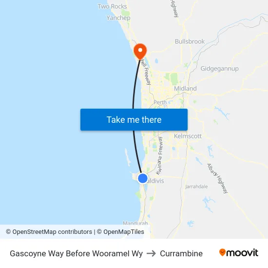 Gascoyne Way Before Wooramel Wy to Currambine map